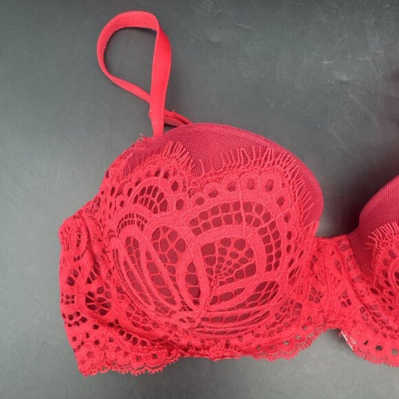 Victorias Secret Dream Angels Red Lace Lined Demi Underwire Bra Sz 34C - Picture 3 of 14